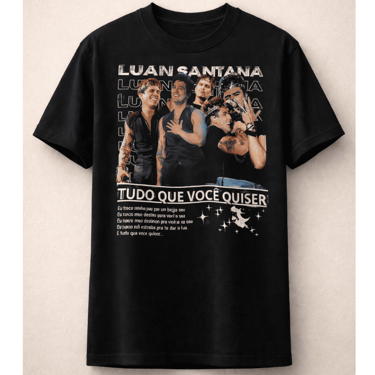Camiseta Feminina Estampada T-Shirt Fio 30.1 Unissex 100% Algodão Graphic Luan Santana Luanetes Fan Clube Camisa Blusa
