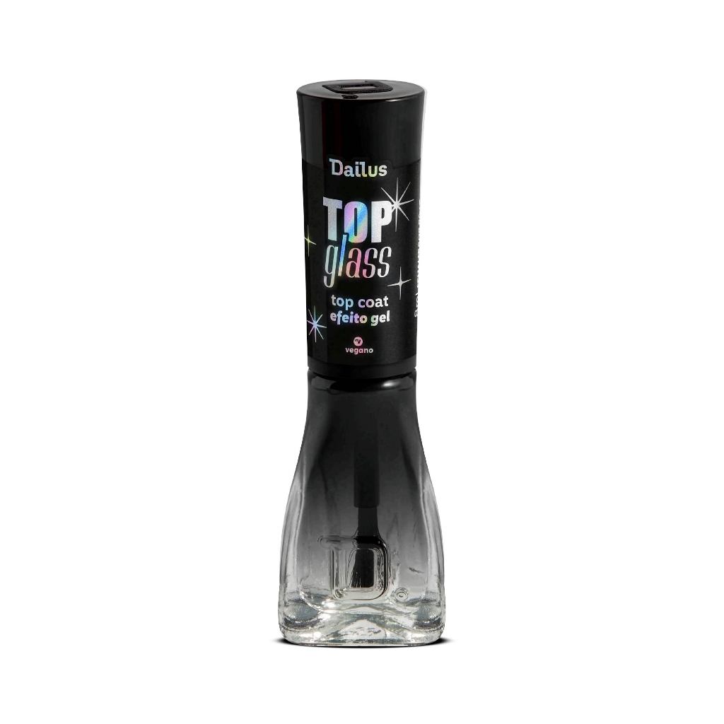 Esmalte Top Coat Glass Dailus Vegano 8ml Efeito Gel e Brilho Espelhado em Oferta na Shopee
