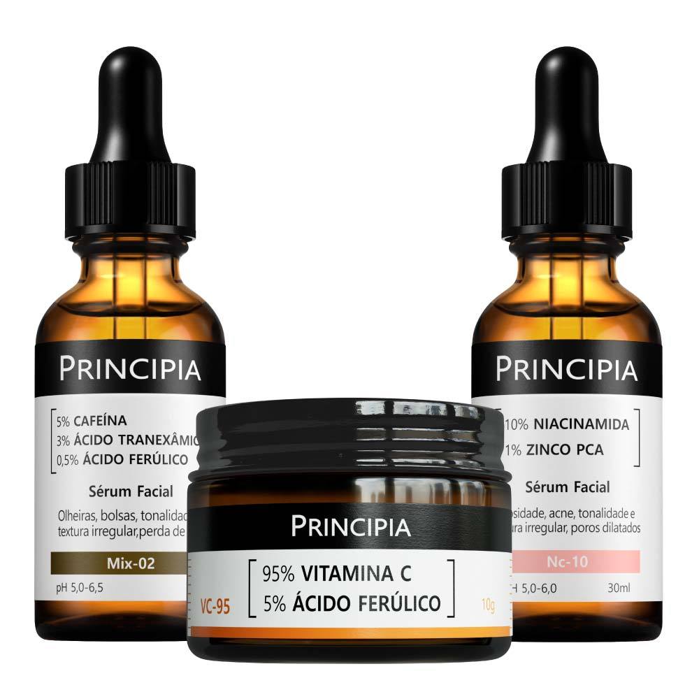 Principia Kit Anti-Manchas e Anti-Olheiras c/ Vitamina VC-95 + Sérum Mix-02 + Sérum Niacinamida NC-10