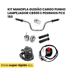 Kit Guidão Cargo Punho Luz Lampejador + Punho Partida Cb500 E Peso Pesinhos PCX 150 Manopla