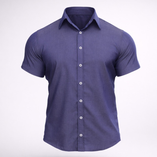 Camisa Jeans Tencel Masculina Social Manga Curta Não Amassa, Premium e Fresca em Oferta na Shopee