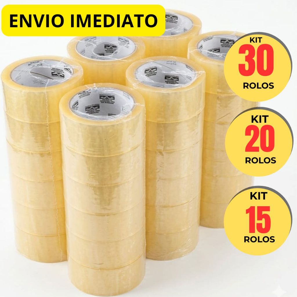 30 FITA ADESIVA DUREX LARGA PARA EMPACOTAMENTO 45MM X 100 METROS