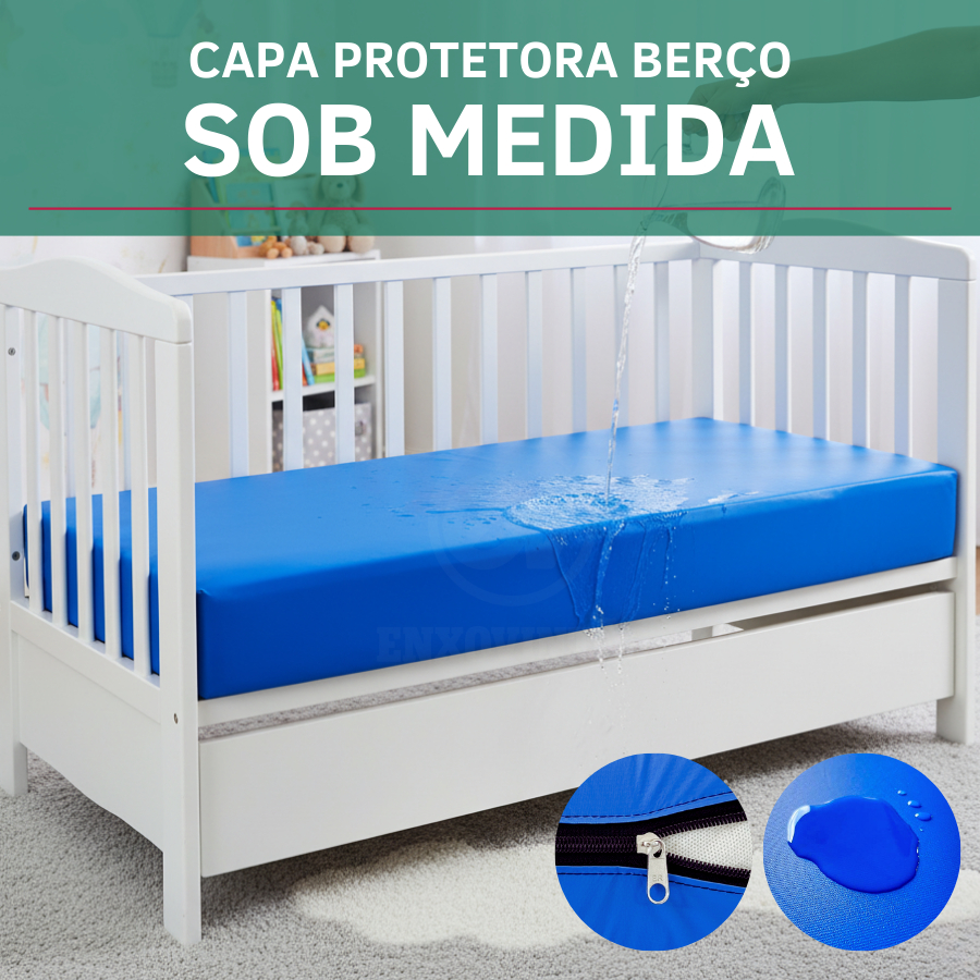 Capa De Colchão Protetor Impermeável Berço Mini Cama Antialérgico Antiácaro Silencioso Sob Medida