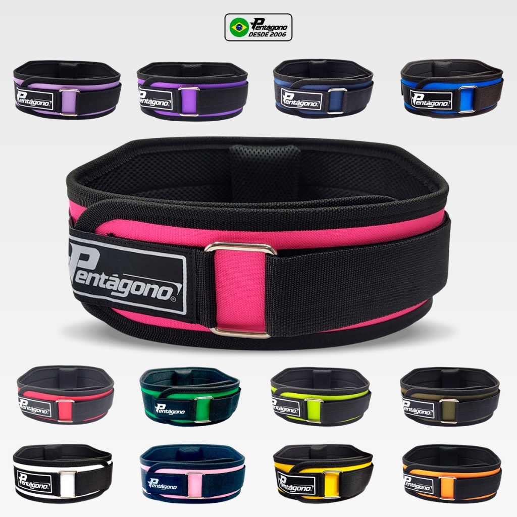 Cinturão Musculação Tiger Ajustável 64 a 105 cm com Apoio Lombar Colorido – Pentágono