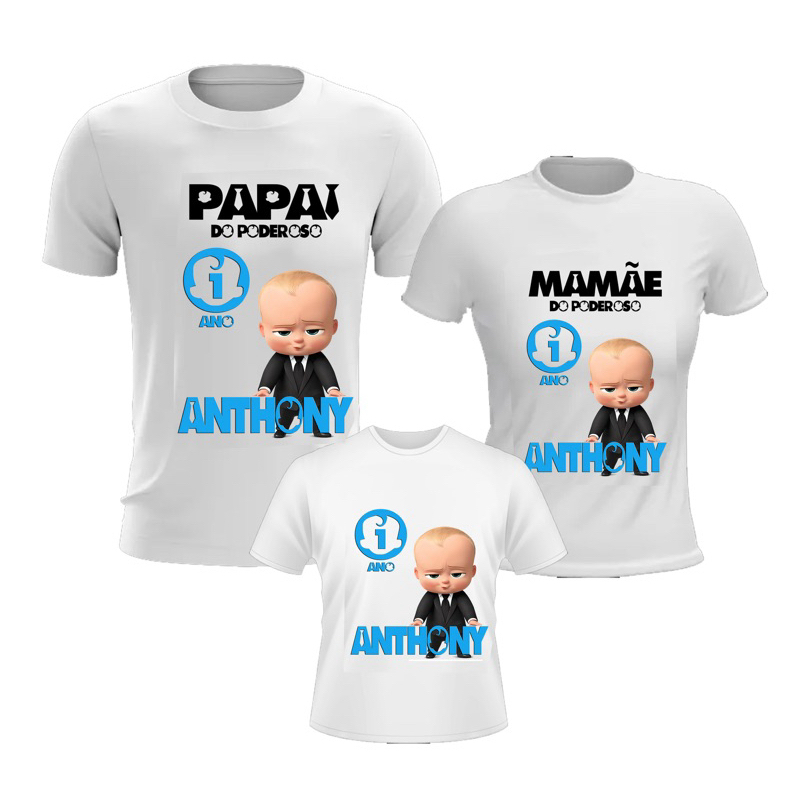 Kit 3 Camisetas Personalizadas Aniversário Poderoso Chefinho