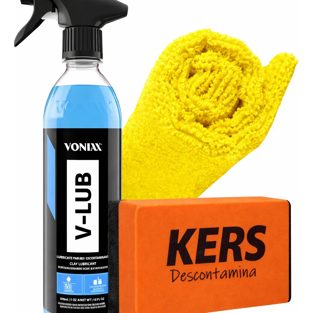 Taco Clay Bar Kers Descontaminação Pintura Vonixx V-lub 500ml Microfibra Kers 40x60cm