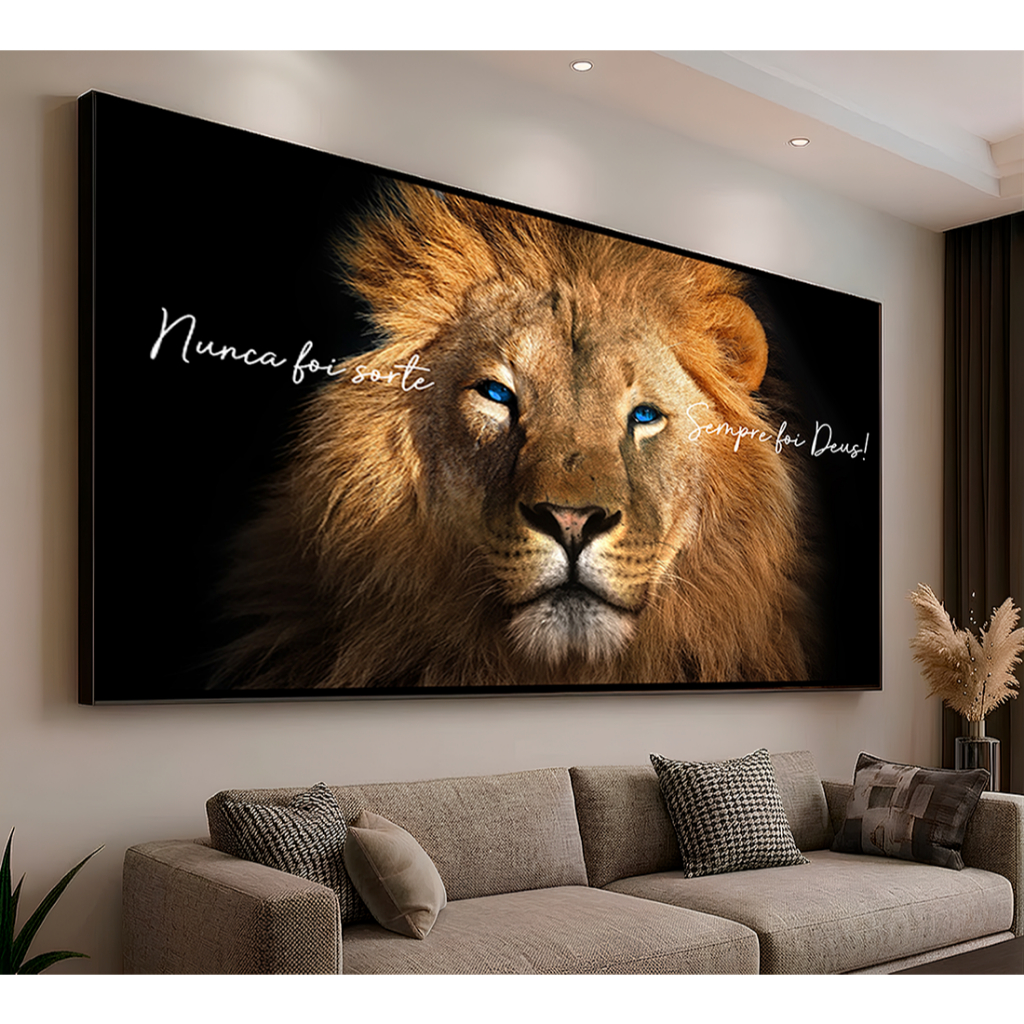 Quadro Decorativo Leão De Judá Nunca Foi Sorte Sempre Foi Deus Religioso Fé Deu Para Casa Escritório