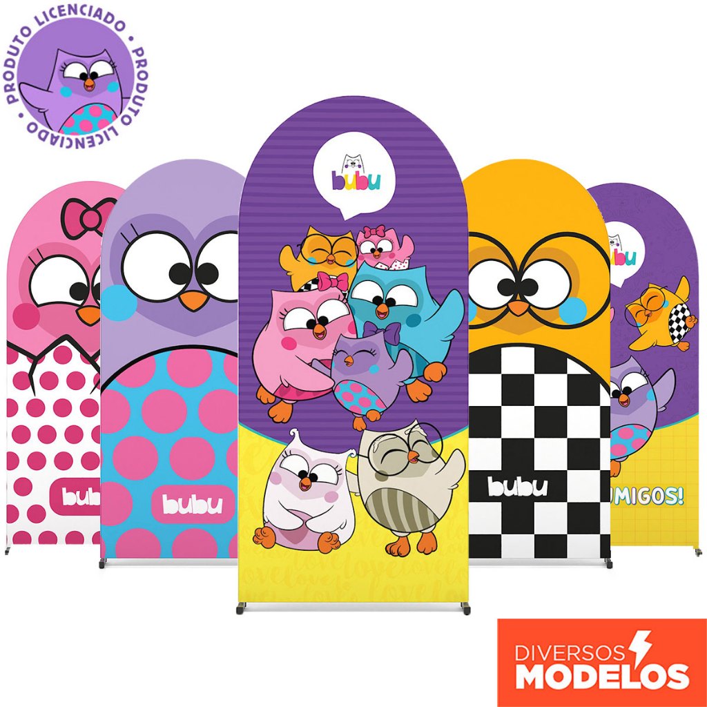 Painel Romano Bubu e as Corujinhas Decoração Festa Infantil 2x1m Veste Fácil Sub