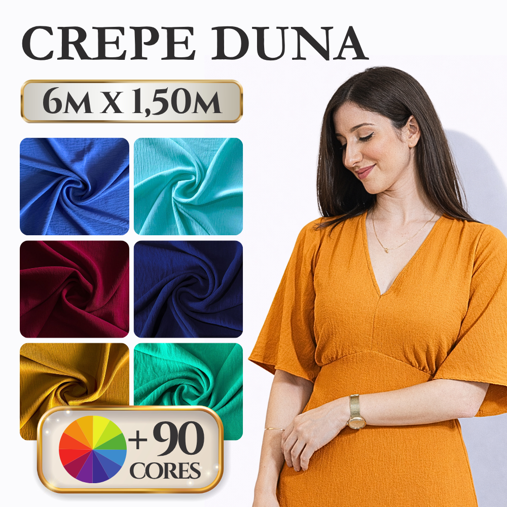 Tecido Crepe Duna  6m x 1,50m | Leveza e Caimento Impecável | Ideal para Vestidos, Blusas, saias e Calças