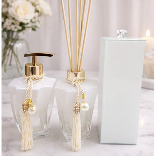 Kit Lavabo Elegance Luxo com Porta Escova de Dente Branco em Vidro em Oferta na Shopee