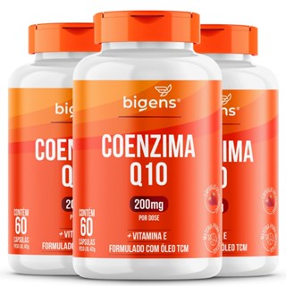 Kit 3x Coenzima Q10 200mg CoQ10 + Vitamina E - 60 Cápsulas Alta Concentração Bigens em Oferta na Shopee