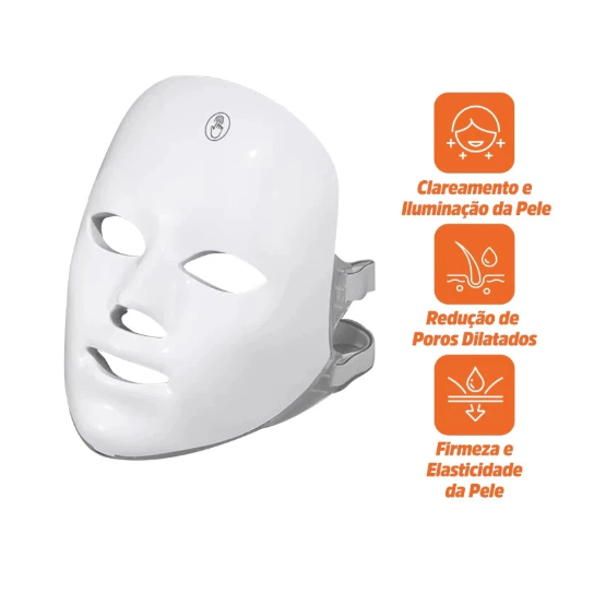 Máscara LED Facial 7 Cores Anti Acne Rejuvenescimento Premium