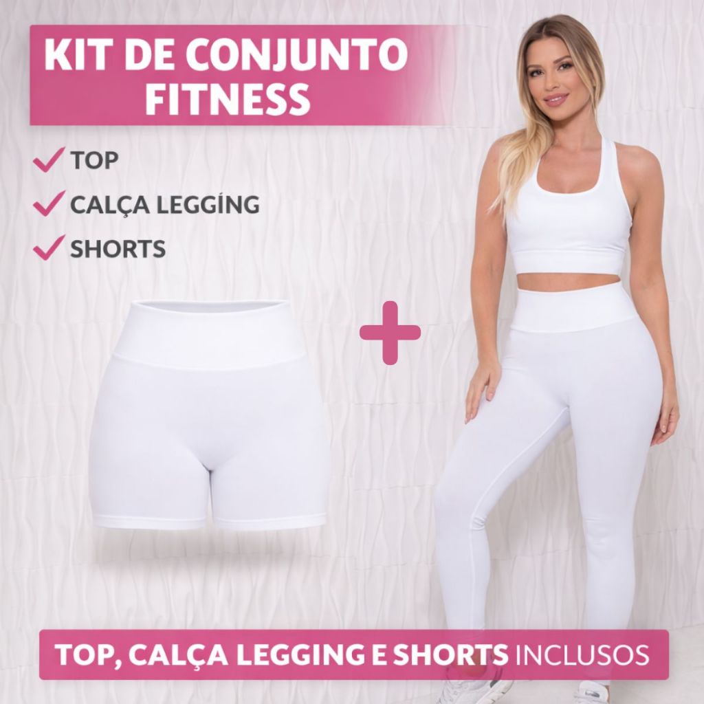 Imagem Roupa de Academia Feminina Fitness Legging Top Shorts Cintura Alta Moda Esportiva Conjunto ou Individuais