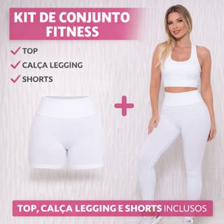 Roupa de Academia Feminina Fitness Legging Top Shorts Cintura Alta Esportivo Conjunto ou Individuais em Oferta na Shopee