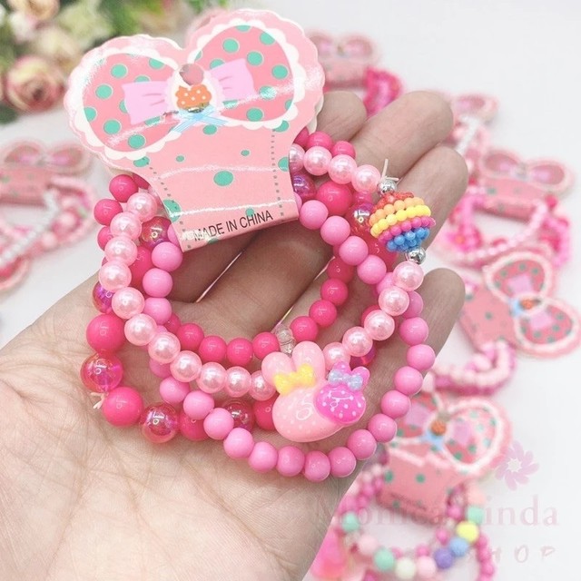 Kit 36 Pulseiras Conjunto Para Criança Infantil Frutas Doces Coloridos
