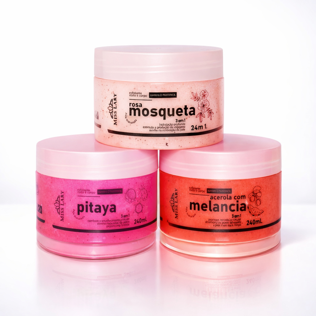 ESFOLIANTE CORPO E ROSTO MISS LARY 3 em 1 240g