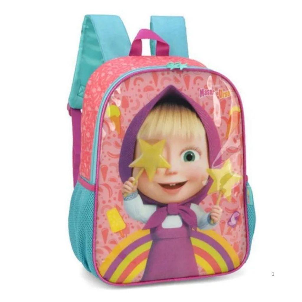 Mochila Costas Masha e o Urso Verde Claro - Luxcel