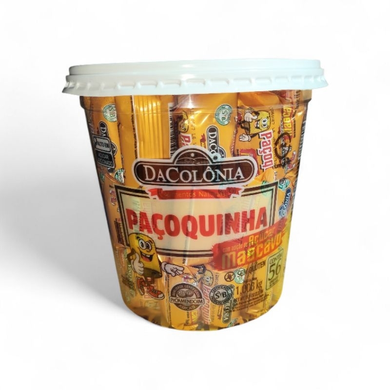 PAÇOQUINHA COM AÇÚCAR MASCAVO DACOLÔNIA | POTE 56 UNIDADES 18G | 1,008KG | DOCE DE AMENDOIM SAUDÁVEL em Oferta na Shopee