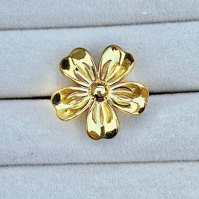 Anel Regulável Flor Aço Inoxidável Banhado a Ouro em Oferta na Shopee