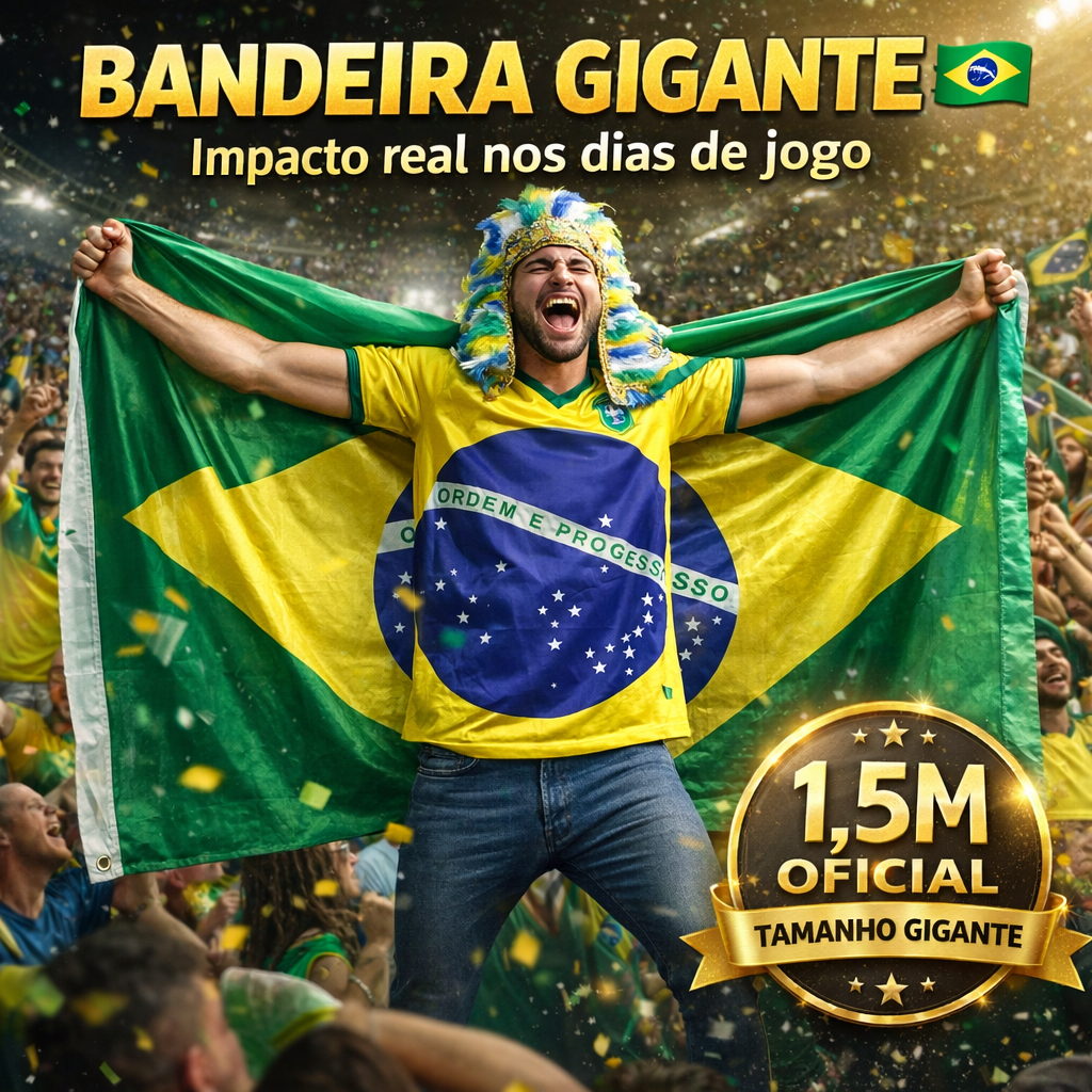 Bandeira do Brasil Gigante 1,5m Copa do Mundo Grande Torcida Futebol Tecido Resistente Oficial 🇧🇷