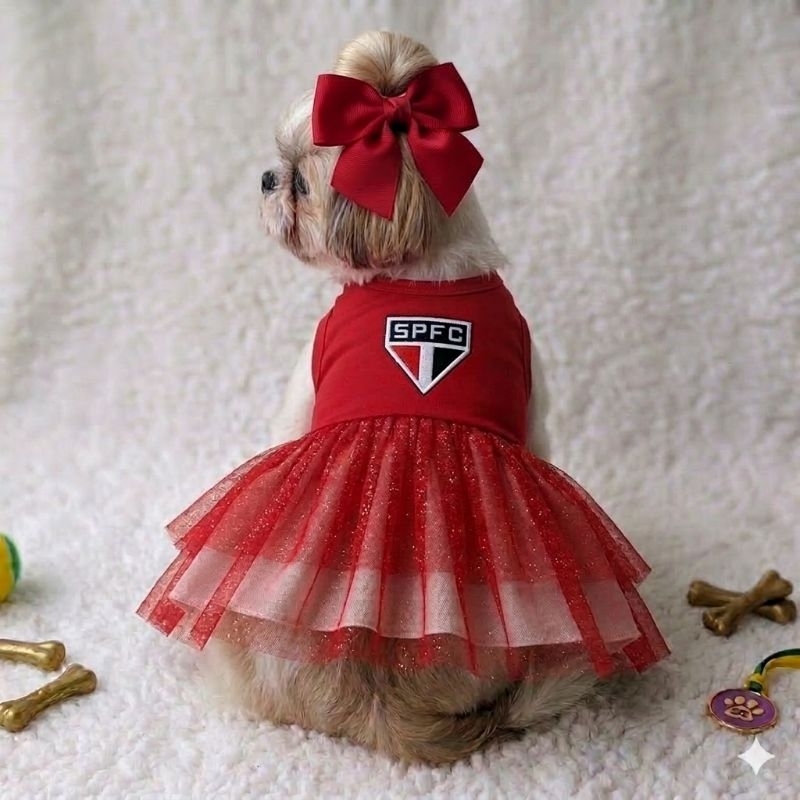 VESTIDO PARA PET FÊMEA COM FECHAMENTO EM VELCRO/ FUTEBOL BRASILEIRO — imagem 2 de 2