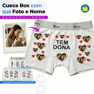 Cueca Box Personalizada Dia dos Namorados com FOTO TEM DONA em Oferta na Shopee
