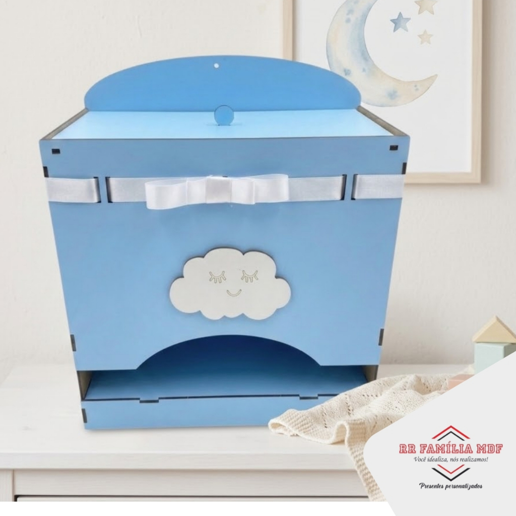 Porta Fralda Em Mdf Colorido Modelo Fita Urso