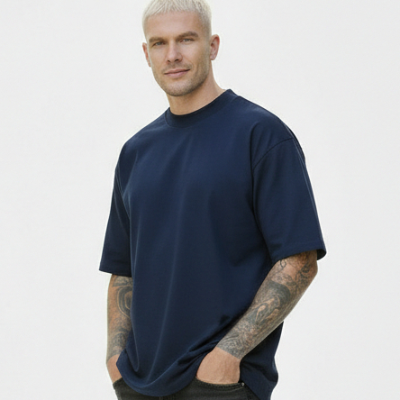 Camiseta Oversized Masculina Azul Marinho Algodao Fio 30.1 Envio Imediato Streetwear Varias Cores Lisa