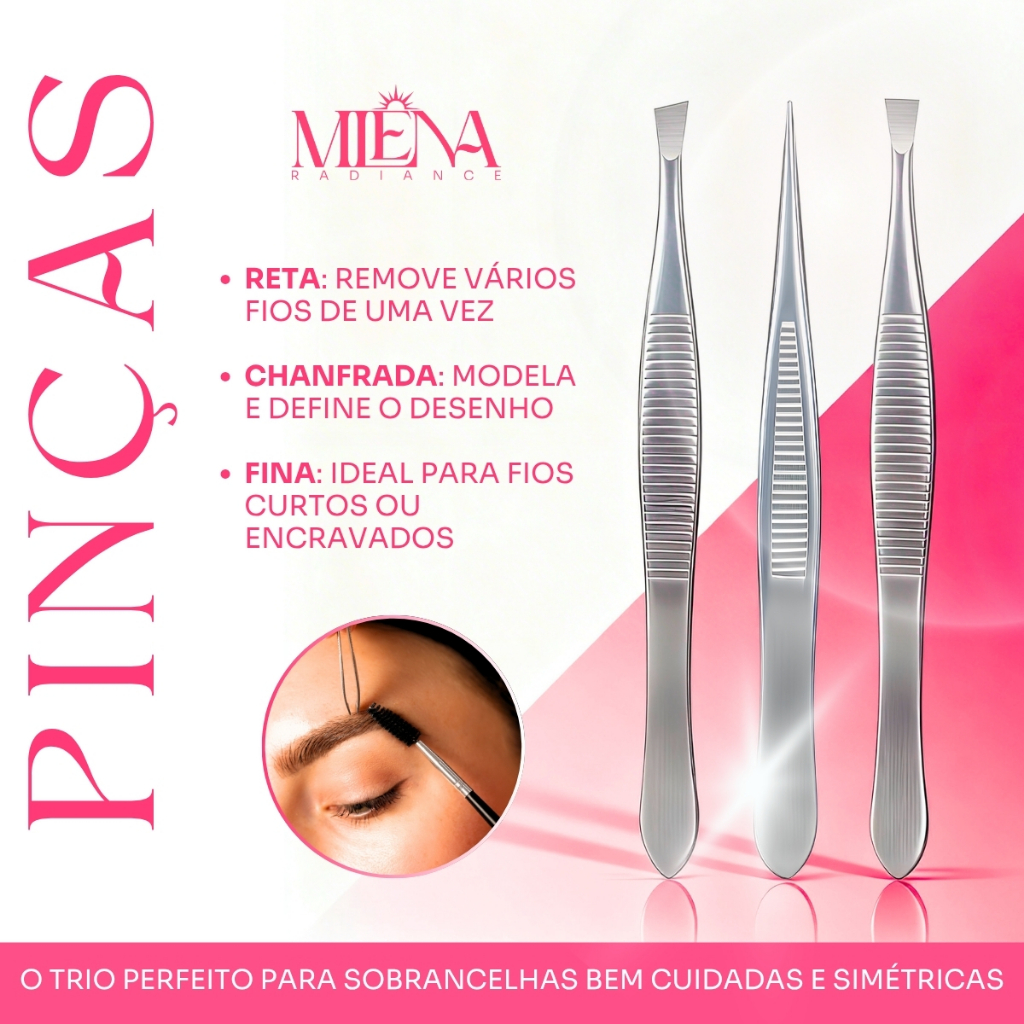 Kit Profissional para Sobrancelhas Pinça Tesoura Navalha — imagem 2 de 2