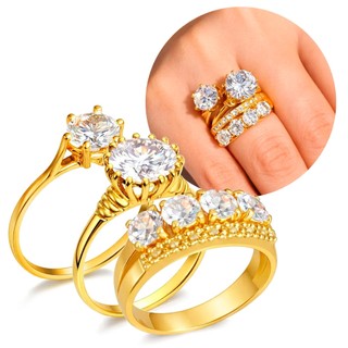 Anéis Virginia Moeda Antiga Original Dourado Luxo Zircônia Brilhante Kit 3