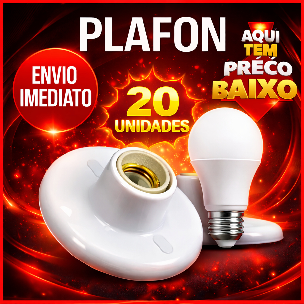 Kit 20 Plafon E27 Branco Bivolt Bocal de Porcelana – Durável, Fácil de instalar, Casa e Comércio em Oferta na Shopee
