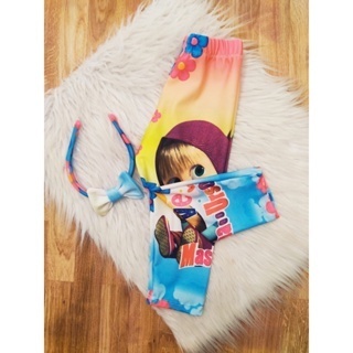 Calça Menina Infantil Legging Temático Macha e o Urso + Arco de Cabelo