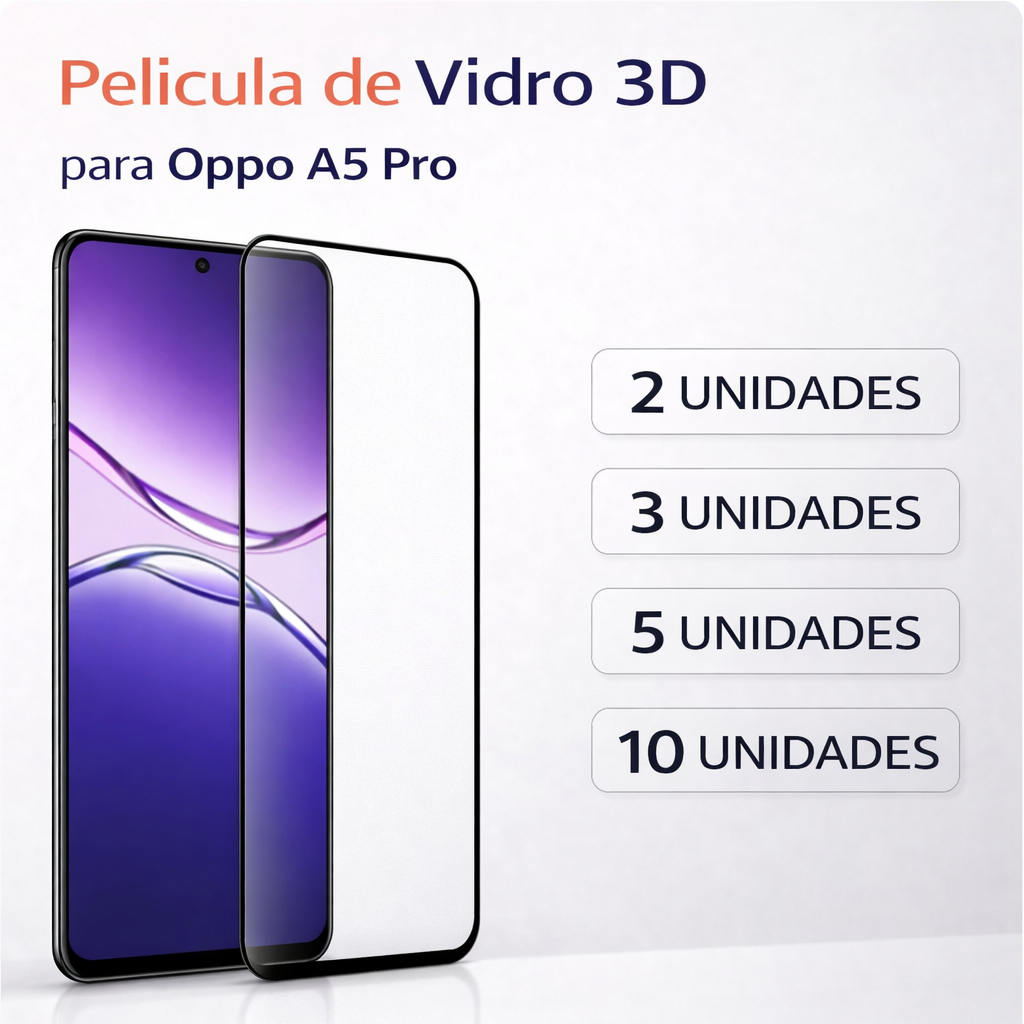 Kit Para Oppo A5 Pro - Película de Vidro 3D Compatíveil + Insumos Para Limpeza