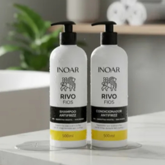 Inoar Kit Rivo Fios Shampoo Antifrizz 500ml + Condicionador Antifrizz 500ml - Liso de Longa Duração