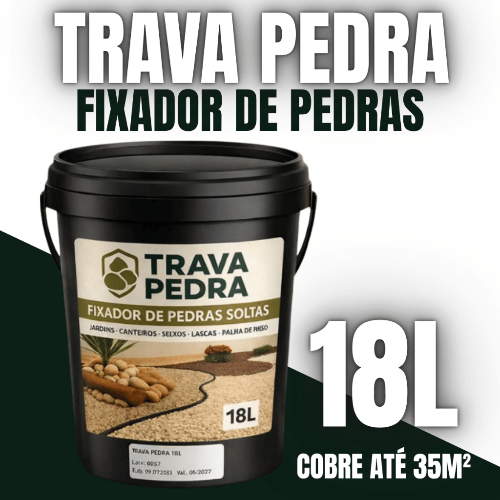 Fixador de Pedras 18L Alta Resistência Para Jardim Caminhos Canteiros Não Escurece Secagem Rápida