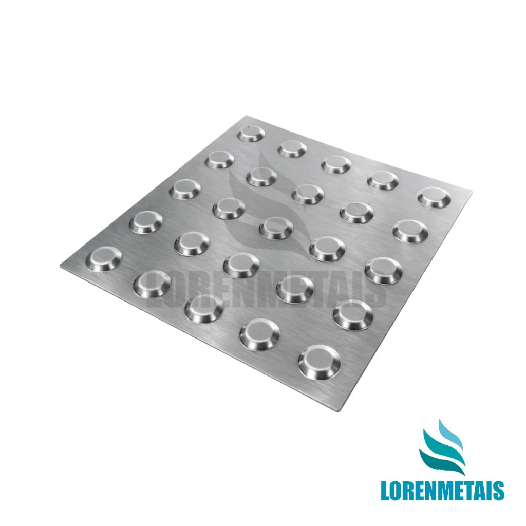 Piso Tátil Aço Inox Placa 25x25 Alerta Escovado 1 Unidade