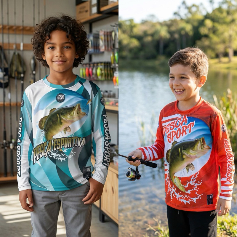 2 CAMISA DE PESCA INFANTIL FATOR UV50