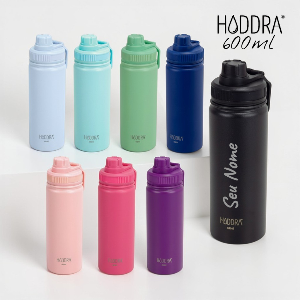 Hiddra Garrafa Térmica 600ML com Nome Personalizado Aço Inox Parede Dupla Bebida Academia