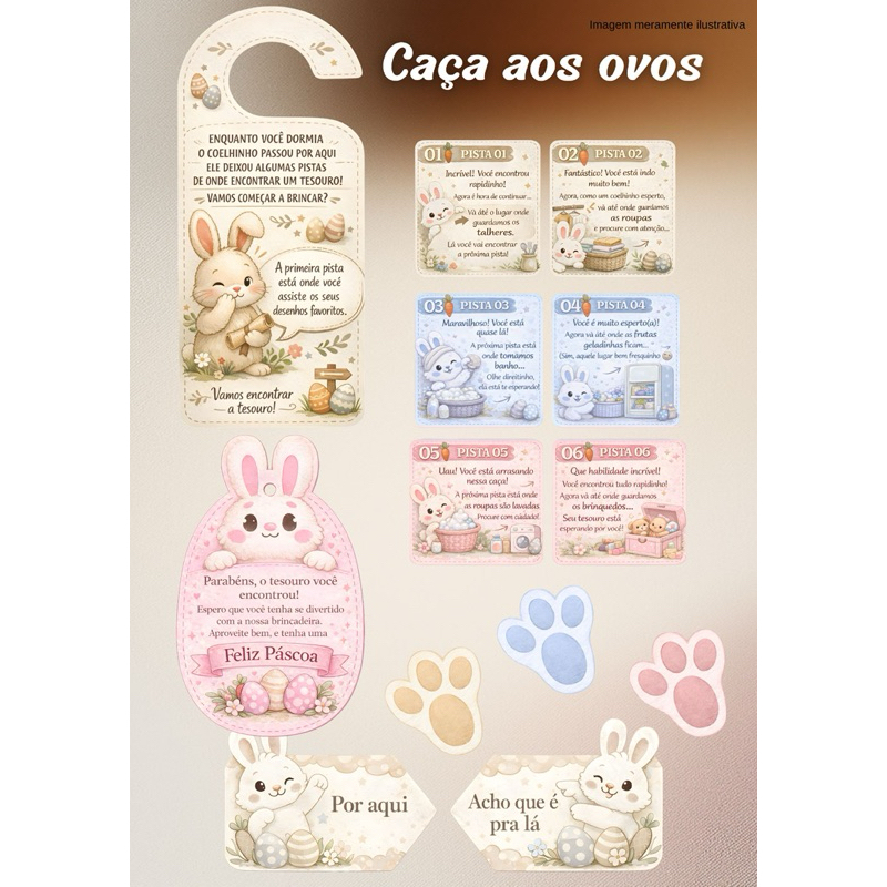Kit Caça aos Ovos de Páscoa Completo + Pistas Infantis (pronto pra brincar) em Oferta na Shopee