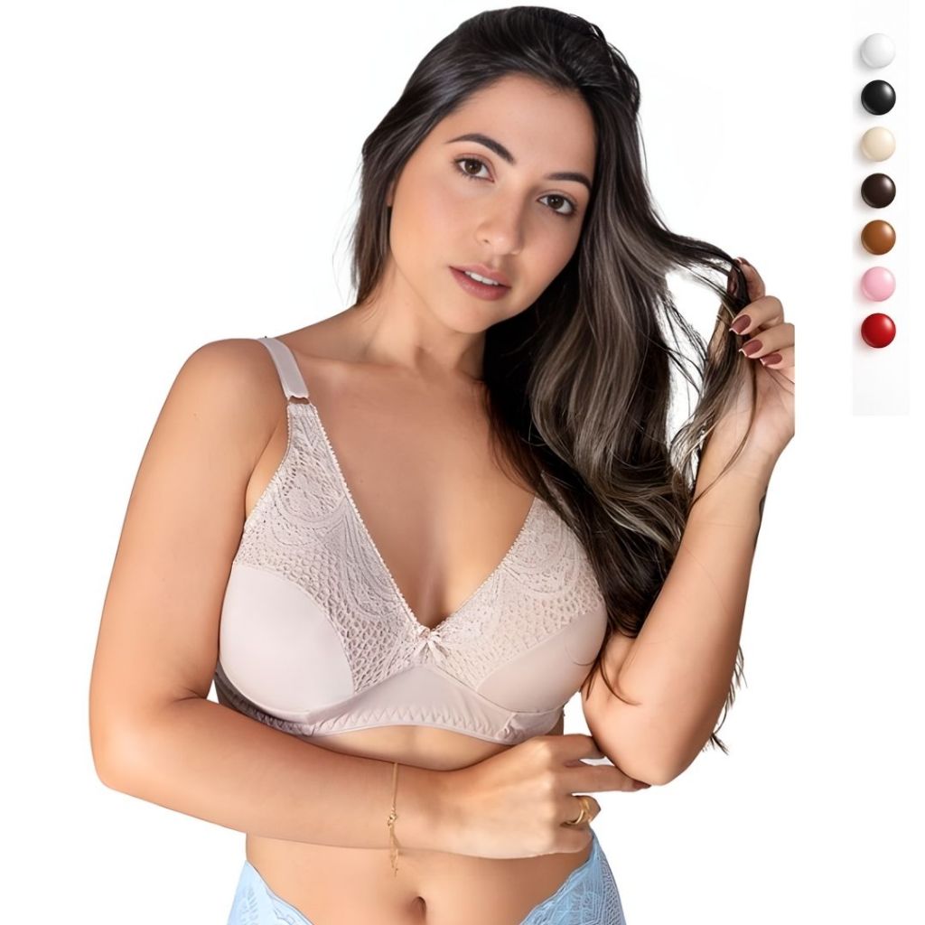 Kit C/4 Sutiã Soutien Sutien Feminino Lycra Reforçado Básico Microfibra Lingerie S/Bojo  Ref-1010