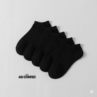 Kit 24 Pares de Meias Cano Curto Cor Preto Soquete Unissex Masculina Feminina