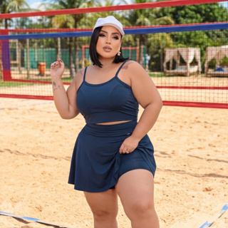 Conjunto Shorts Saia Rodado e Top Plus Size Cintura Alta Academia Fitness Zumba Dança Yoga Pilates em Oferta na Shopee