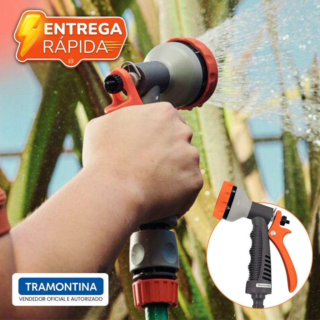 Hidropistola Para Engate Rápido Esguicho 6 Jatos Tramontina Multifunções