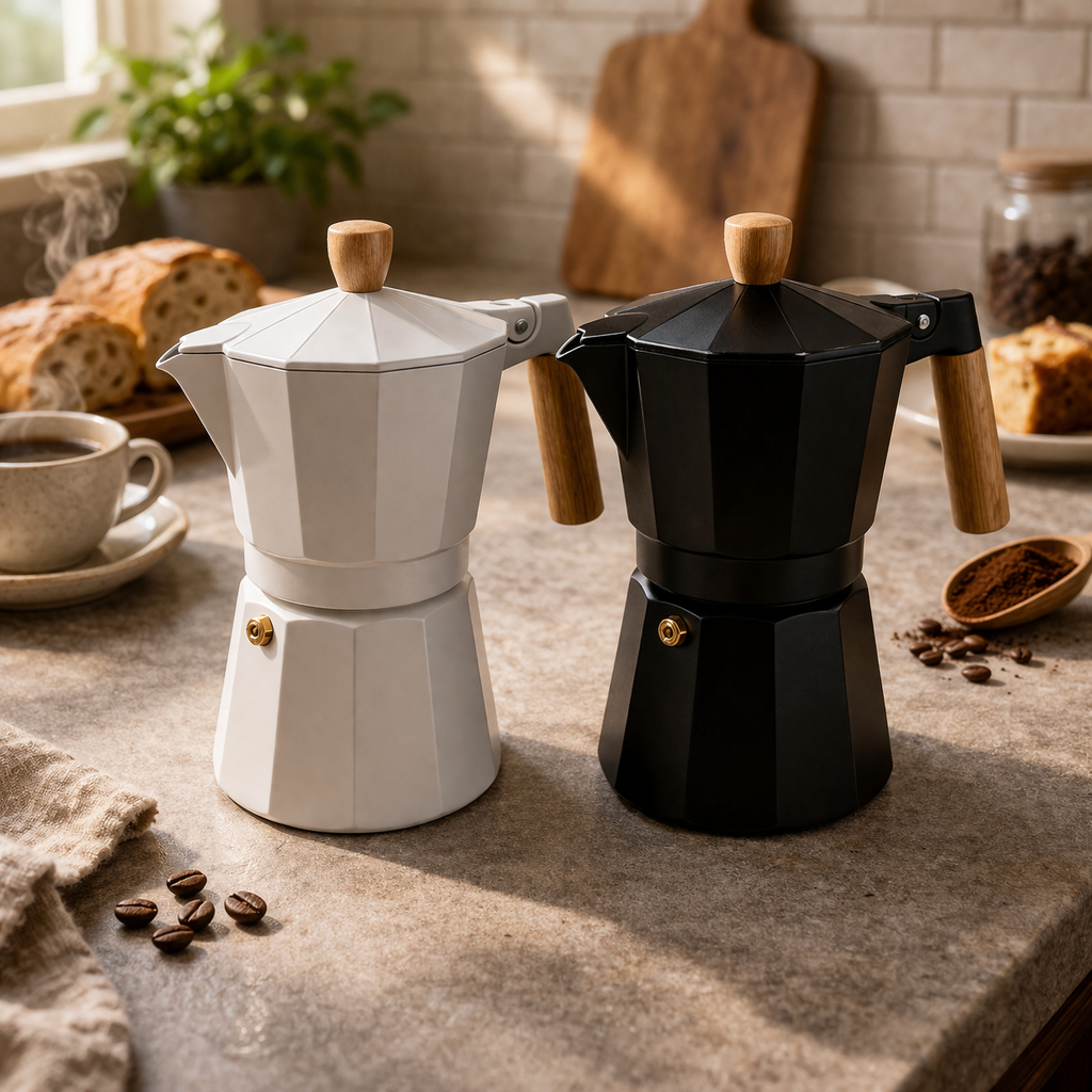 Cafeteira Italiana 6 Xícaras 300ml Alumínio Café Forte Tipo Espresso Design Premium Moderna Sortida