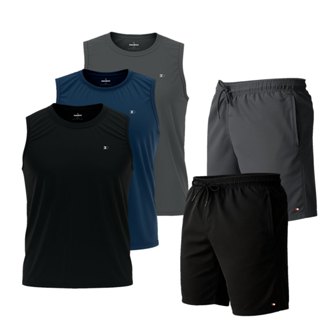 Kit 3 Camisas Regata Dry-fit Sandrini +2 Short Tactel em Oferta na Shopee