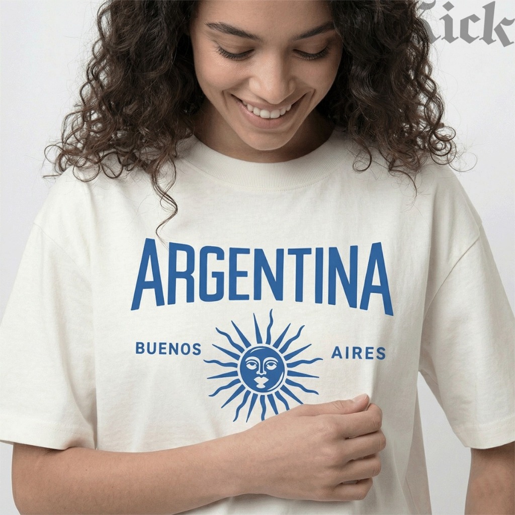 Camiseta T-Shirt "Argentina Buenos Aires" Feminina Estilo Casual em Algodão Edição Copa do Mundo 2026