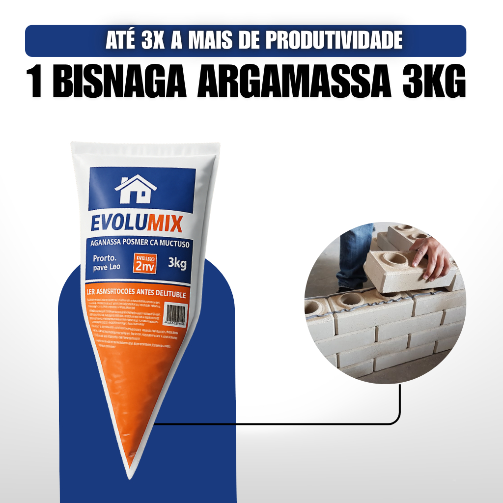 Argamassa Polimérica Evolumix 3kg Para Reforma em Casa Cola Tijolo Cerâmico e Ecológico Alta Fixação