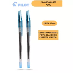 Kit Canetas Esferográficas Pilot BP-S Glass 0.7mm | 2 ou 3 Unidades Azul Preto Vermelho