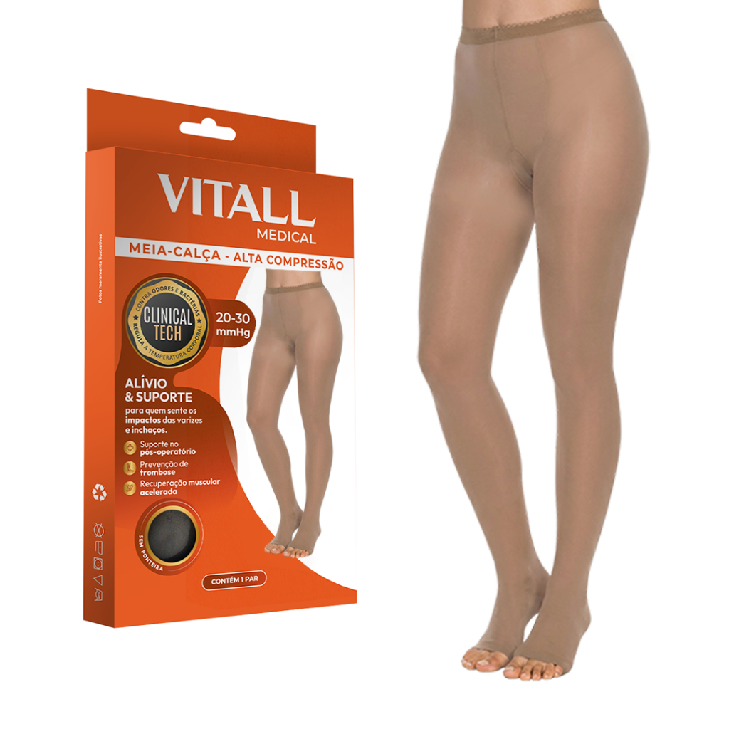 Meia Calça Alta Compressão Sem Ponteira 20-30 mmHg Vitall Medical