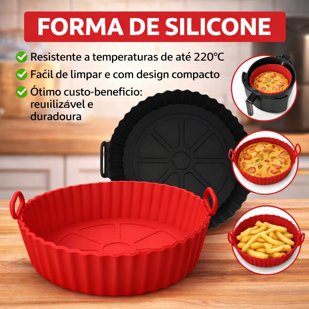 Forma Silicone Air Fryer Forno Antiaderente Reutilizavel Flexivel Assadeira Kit 1 5 Pecas Cozinha